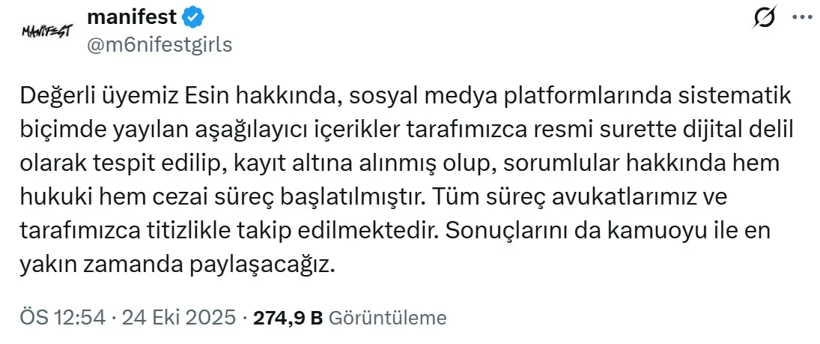 manifest esin bahat icin hukuki surec baslatildi dedi 0 4pRATM38